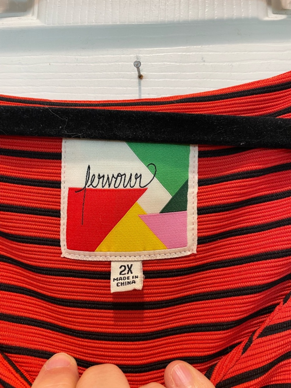 FERVOUR Orange & Black Striped Fit & Flare Dress 2X - No Belt - Picture 3 of 5